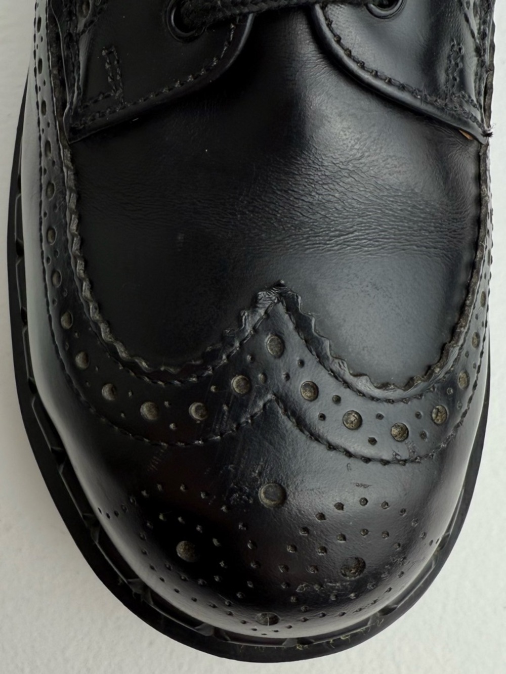 Vintage Dr. Martens England Black Wingtip Envy MIE Platform Steel Oxfords UK 6 - Picture 7 of 16